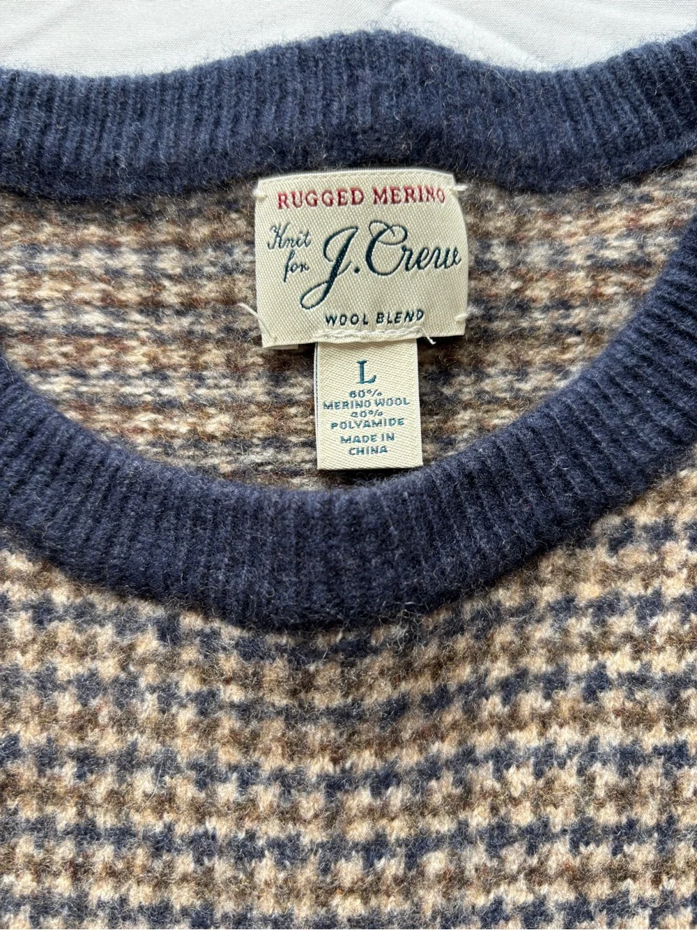 J. Crew Merino wool-blend sweater in houndstooth jacquard Size Large